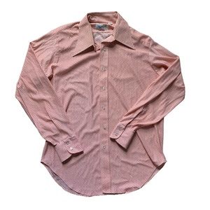 Canoe Knit Shirtmakers Peach and Cream Patterned Button Down Shirt 16-35